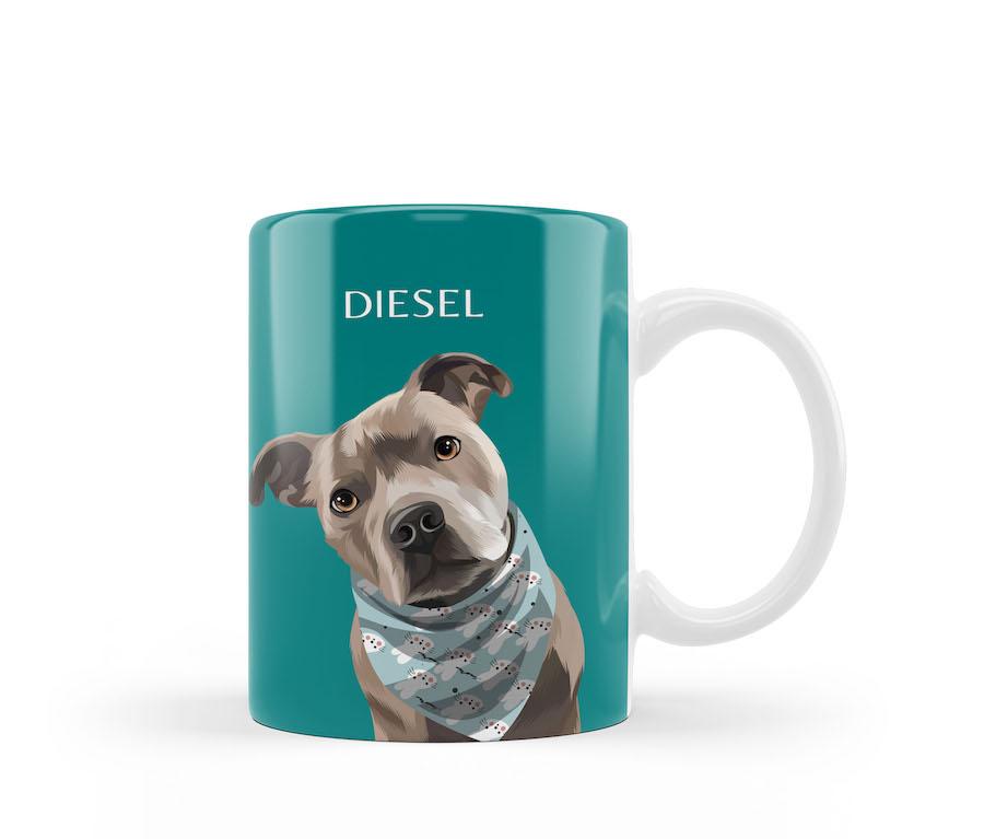 custom pet mug teal